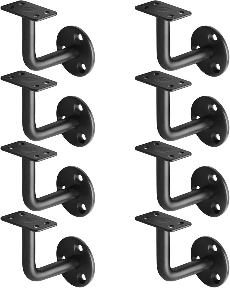 OTTFF 8 Pack Black Handrail Bracket for Flat Surface Square Top Railing, Wall Mount Support, Carbon Steel - Image 3